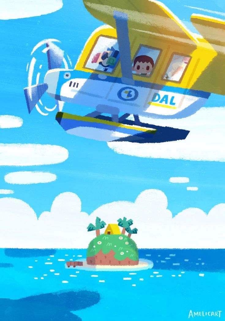 青空を飛んで小さな南の島へ向かう飛行機